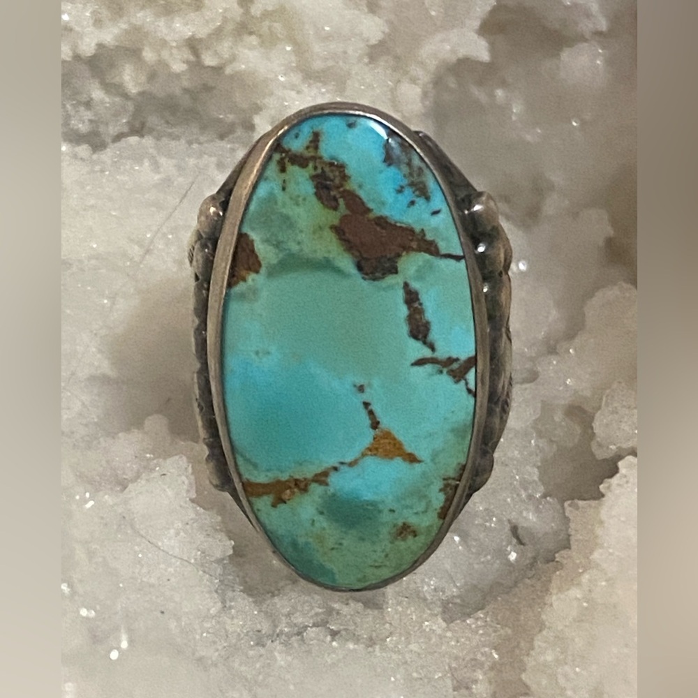 Turquoise Stone Statement Ring - Blue/Green Gem